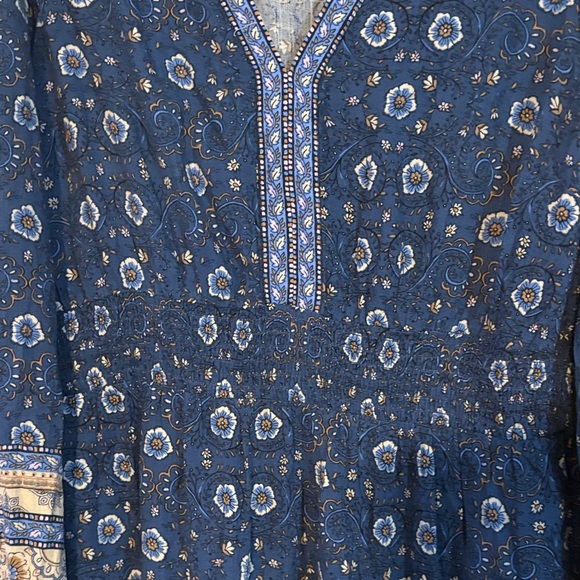 Lucky Brand Navy and Cream Long Sleeve Dress - Picture 7 of 11